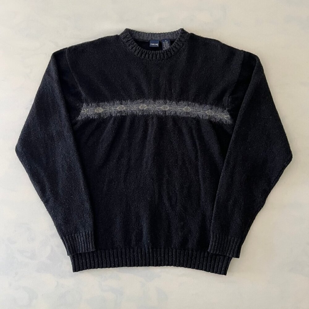 Cherokee Vintage Retro Wool Blend Navy Crewneck Sweater